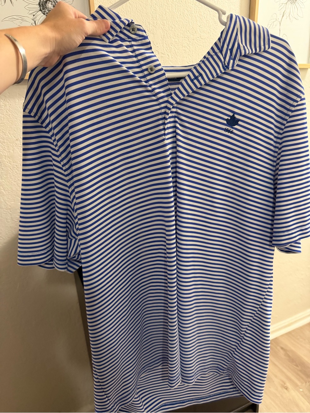 Cutter & Buck Royal Blue and White Striped Polo